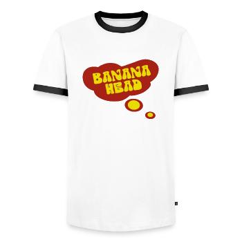 Große rote Denkblase im ausgewaschenen BANANENKOPF - Männer Kontrast-T-Shirt - Weiß/Schwarz - Vorne - AI Model Female 172 light (172cm) & AI Model Male 178 dark (178cm)