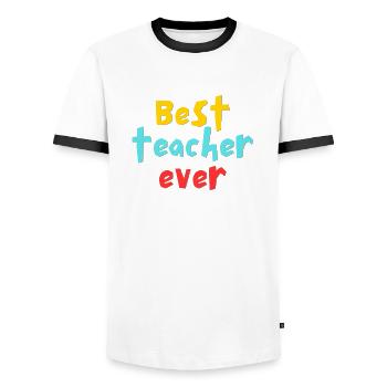 Meilleur professeur de tous les temps - T-shirt contrasté Homme - blanc/noir - Devant - AI Model Female 172 light (172cm) & AI Model Male 178 dark (178cm)
