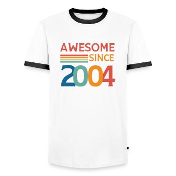 Großartig seit 2004 - Männer Kontrast-T-Shirt - Weiß/Schwarz - Vorne - AI Model Female 172 light (172cm) & AI Model Male 178 dark (178cm)