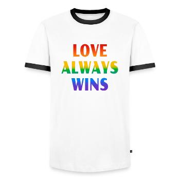 L’amour gagne toujours - T-shirt contrasté Homme - blanc/noir - Devant - AI Model Female 172 light (172cm) & AI Model Male 178 dark (178cm)