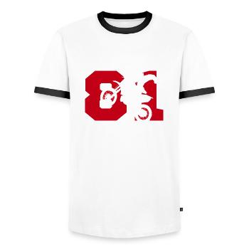 Moto 81 motard - T-shirt contrasté Homme - blanc/noir - Devant - AI Model Female 172 light (172cm) & AI Model Male 178 dark (178cm)