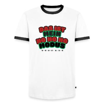 Ho ho ho Modus Spruch Design - Männer Kontrast-T-Shirt - Weiß/Schwarz - Vorne - AI Model Female 172 light (172cm) & AI Model Male 178 dark (178cm)