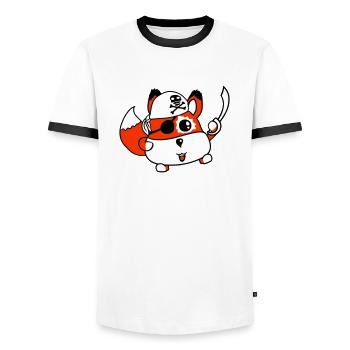Little Cute Fox Pirate Animal Saber Eye Patch - Men's Ringer Shirt - white/black - Front - AI Model Female 172 light (172cm) & AI Model Male 178 dark (178cm)