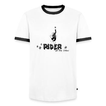 Snowboard auf dem Schnee - Männer Kontrast-T-Shirt - Weiß/Schwarz - Vorne - AI Model Female 172 light (172cm) & AI Model Male 178 dark (178cm)