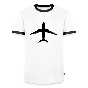 Flugzeug - Männer Kontrast-T-Shirt - Weiß/Schwarz - Vorne - AI Model Female 172 light (172cm) & AI Model Male 178 dark (178cm)