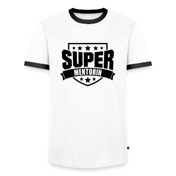 Super Mentorin - Männer Kontrast-T-Shirt - Weiß/Schwarz - Vorne - AI Model Female 172 light (172cm) & AI Model Male 178 dark (178cm)