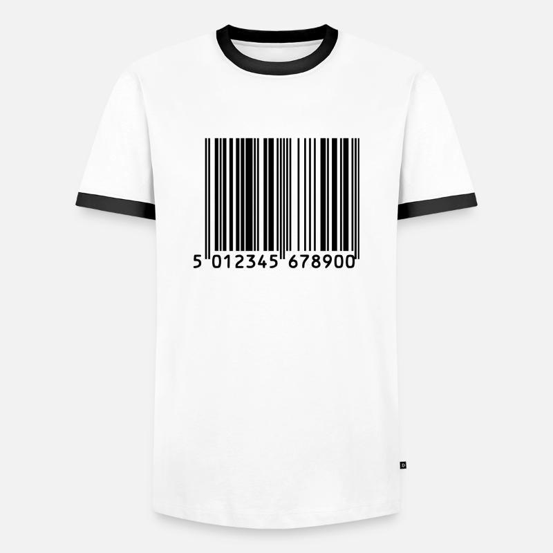 Strichcode - Männer Kontrast-T-Shirt - Weiß/Schwarz