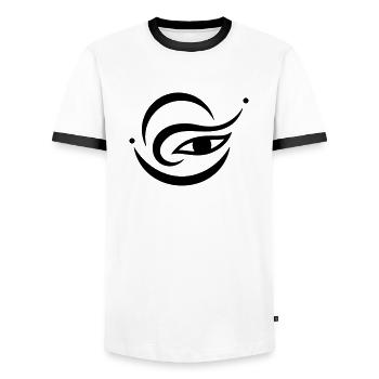 Œil-Harmonie 2 (monochrome) - T-shirt contrasté Homme - blanc/noir - Devant - AI Model Female 172 light (172cm) & AI Model Male 178 dark (178cm)