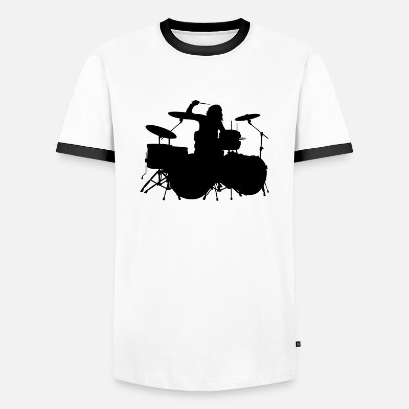 l'évolution de la batteuse - T-shirt contrasté Homme - blanc/noir