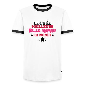 certifiée meilleure belle maman - T-shirt contrasté Homme - blanc/noir - Devant - AI Model Female 172 light (172cm) & AI Model Male 178 dark (178cm)