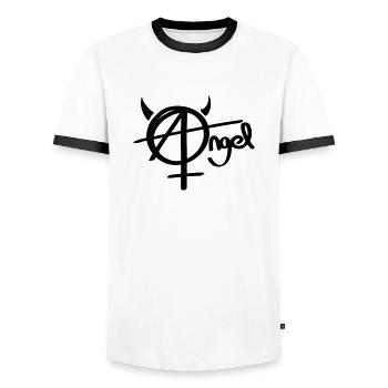Anarchie ange et démon - T-shirt contrasté Homme - blanc/noir - Devant - AI Model Female 172 light (172cm) & AI Model Male 178 dark (178cm)