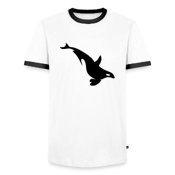 Orca Wal taucht - Männer Kontrast-T-Shirt - Weiß/Schwarz - Vorne - AI Model Female 172 light (172cm) & AI Model Male 178 dark (178cm)