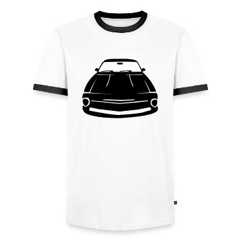 auto - Männer Kontrast-T-Shirt - Weiß/Schwarz - Vorne - AI Model Female 172 light (172cm) & AI Model Male 178 dark (178cm)