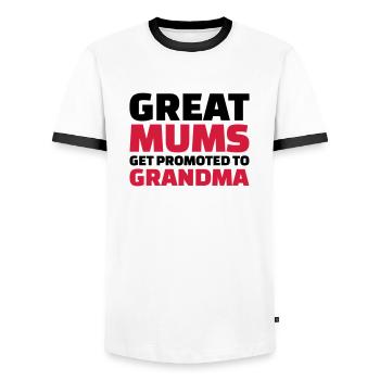 Great Mums get promoted to grandma - Men's Ringer Shirt - white/black - Front - AI Model Female 172 light (172cm) & AI Model Male 178 dark (178cm)