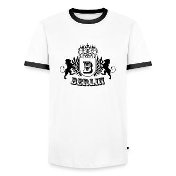 berlin - Männer Kontrast-T-Shirt - Weiß/Schwarz - Vorne - AI Model Female 172 light (172cm) & AI Model Male 178 dark (178cm)