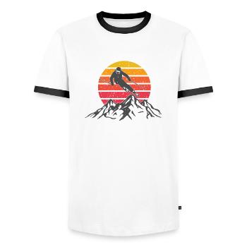 Ski sports d'hiver montagnes soleil - T-shirt contrasté Homme - blanc/noir - Devant - AI Model Female 172 light (172cm) & AI Model Male 178 dark (178cm)