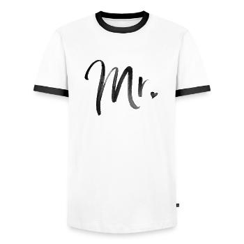 Monsieur. - T-shirt contrasté Homme - blanc/noir - Devant - AI Model Female 172 light (172cm) & AI Model Male 178 dark (178cm)