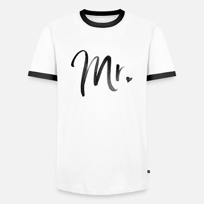 Mr - Männer Kontrast-T-Shirt - Weiß/Schwarz