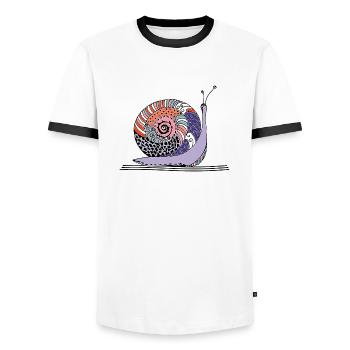 Schnecke - Männer Kontrast-T-Shirt - Weiß/Schwarz - Vorne - AI Model Female 172 light (172cm) & AI Model Male 178 dark (178cm)