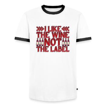 J’aime le vin, pas l’étiquette 18 - T-shirt contrasté Homme - blanc/noir - Devant - AI Model Female 172 light (172cm) & AI Model Male 178 dark (178cm)