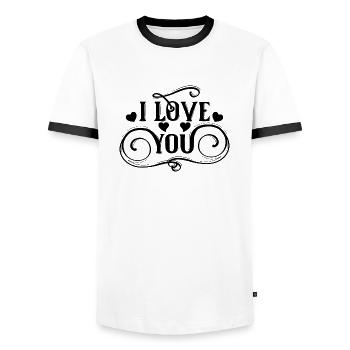 I love you - Men's Ringer Shirt - white/black - Front - AI Model Female 172 light (172cm) & AI Model Male 178 dark (178cm)