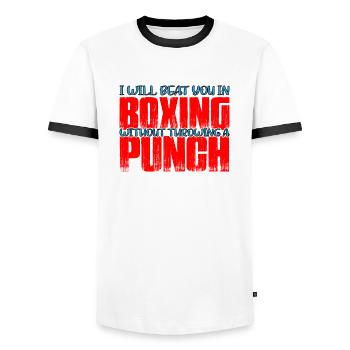 Will Beat You In Boxing Without Throwing A Punch 4 - Männer Kontrast-T-Shirt - Weiß/Schwarz - Vorne - AI Model Female 172 light (172cm) & AI Model Male 178 dark (178cm)