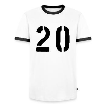 20 - Men's Ringer Shirt - white/black - Front - AI Model Female 172 light (172cm) & AI Model Male 178 dark (178cm)