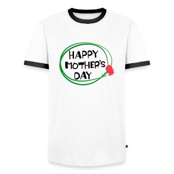 Happy Mother's Day lettering 3 - Men's Ringer Shirt - white/black - Front - AI Model Female 172 light (172cm) & AI Model Male 178 dark (178cm)