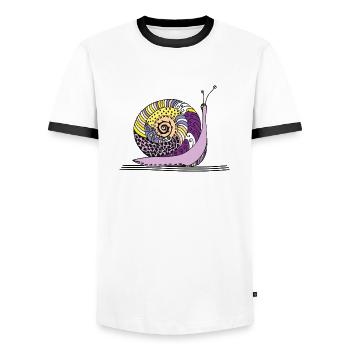 Schnecke - Männer Kontrast-T-Shirt - Weiß/Schwarz - Vorne - AI Model Female 172 light (172cm) & AI Model Male 178 dark (178cm)