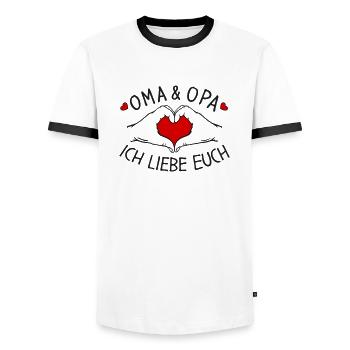 Oma und Opa ich liebe Euch - Männer Kontrast-T-Shirt - Weiß/Schwarz - Vorne - AI Model Female 172 light (172cm) & AI Model Male 178 dark (178cm)