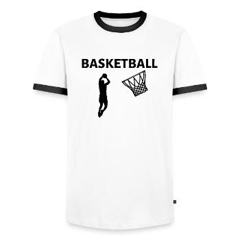 Basketball - Männer Kontrast-T-Shirt - Weiß/Schwarz - Vorne - AI Model Female 172 light (172cm) & AI Model Male 178 dark (178cm)