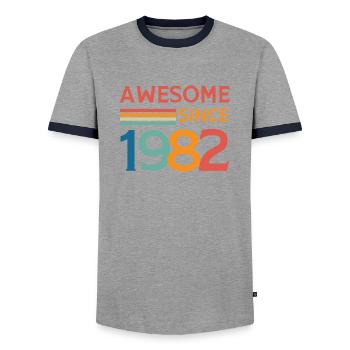 Großartig seit 1982 - Männer Kontrast-T-Shirt - Grau/Navy  - Vorne - AI Model Female 172 light (172cm) & AI Model Male 178 light (178cm)