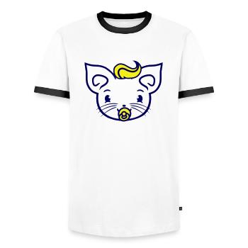 Baby Cat Cute Pacifier Kitten Child Face - Men's Ringer Shirt - white/black - Front - AI Model Female 172 light (172cm) & AI Model Male 178 dark (178cm)