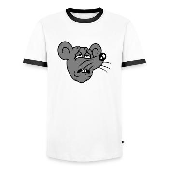 Mouse exhausted sad desperately tired suffering sweet - Men's Ringer Shirt - white/black - Front - AI Model Female 172 light (172cm) & AI Model Male 178 dark (178cm)
