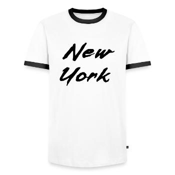 nouveau travail - T-shirt contrasté Homme - blanc/noir - Devant - AI Model Female 172 light (172cm) & AI Model Male 178 dark (178cm)