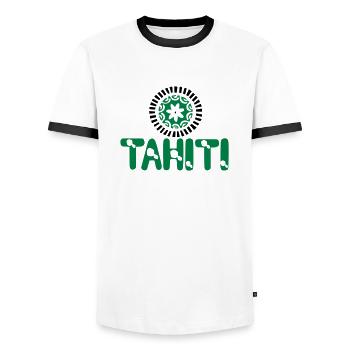 polynesische Tätowierung Tiara Tahiti Karte - Männer Kontrast-T-Shirt - Weiß/Schwarz - Vorne - AI Model Female 172 light (172cm) & AI Model Male 178 dark (178cm)