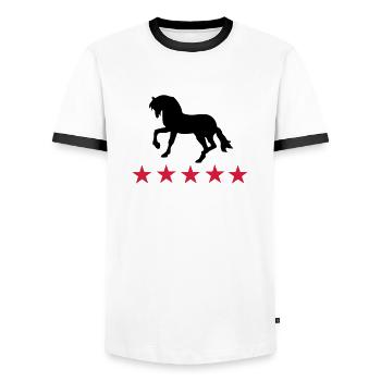 chevaux - T-shirt contrasté Homme - blanc/noir - Devant - AI Model Female 172 light (172cm) & AI Model Male 178 dark (178cm)