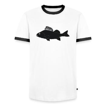 Barsch_schwarz_vollformat - Männer Kontrast-T-Shirt - Weiß/Schwarz - Vorne - AI Model Female 172 light (172cm) & AI Model Male 178 dark (178cm)
