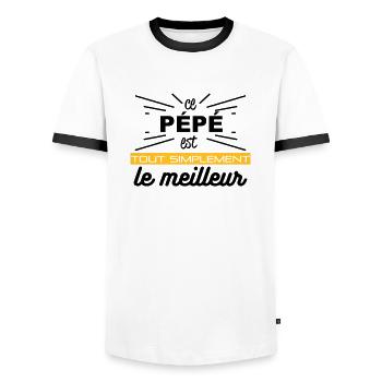 pépé simplement meilleur - T-shirt contrasté Homme - blanc/noir - Devant - AI Model Female 172 light (172cm) & AI Model Male 178 dark (178cm)