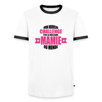 mon nouveau challenge être la meilleure mamie - T-shirt contrasté Homme - blanc/noir - Devant - AI Model Female 172 light (172cm) & AI Model Male 178 dark (178cm)