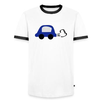 blue_car - Männer Kontrast-T-Shirt - Weiß/Schwarz - Vorne - AI Model Female 172 light (172cm) & AI Model Male 178 dark (178cm)