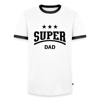 Super Dad (Dad, Dad, Dad, Dad/Father's Day) - Men's Ringer Shirt - white/black - Front - AI Model Female 172 light (172cm) & AI Model Male 178 dark (178cm)