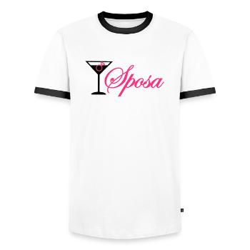 sposa cocktail con anello - Männer Kontrast-T-Shirt - Weiß/Schwarz - Vorne - AI Model Female 172 light (172cm) & AI Model Male 178 dark (178cm)
