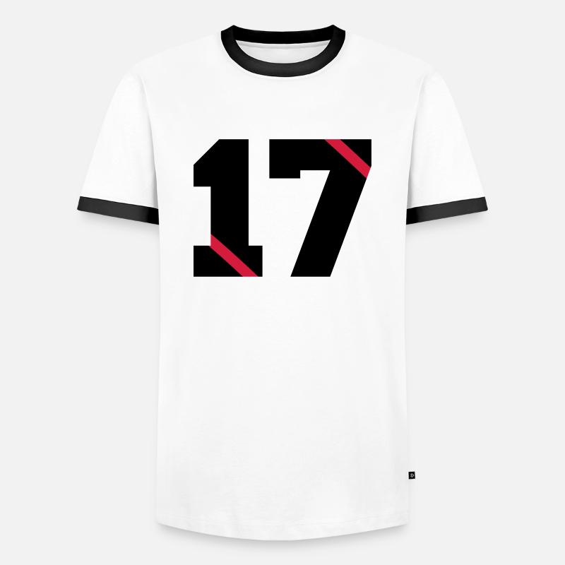 17 - Männer Kontrast-T-Shirt - Weiß/Schwarz