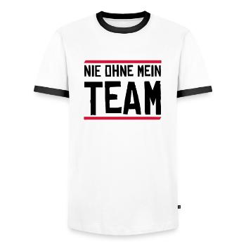 nie ohne mein team - Männer Kontrast-T-Shirt - Weiß/Schwarz - Vorne - AI Model Female 172 light (172cm) & AI Model Male 178 dark (178cm)