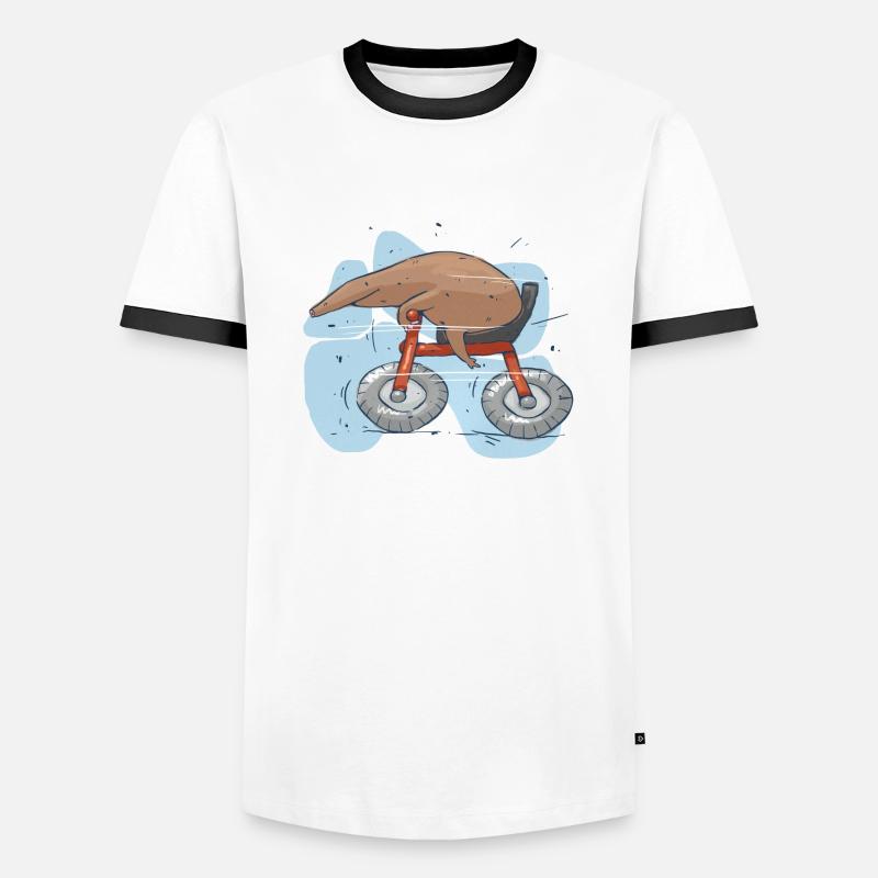 Mole auf dem Rad - Männer Kontrast-T-Shirt - Weiß/Schwarz