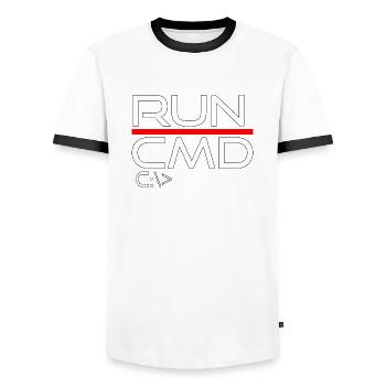 exécuter cmd - T-shirt contrasté Homme - blanc/noir - Devant - AI Model Female 172 light (172cm) & AI Model Male 178 dark (178cm)