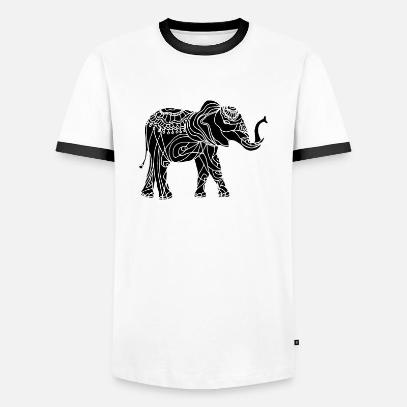 Elefant - Männer Kontrast-T-Shirt - Weiß/Schwarz