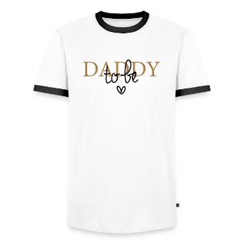 Papa à être - T-shirt contrasté Homme - blanc/noir - Devant - AI Model Female 172 light (172cm) & AI Model Male 178 dark (178cm)