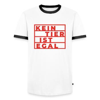 Kein tier ist egal Geschenk Pflanzen Vegan Spruch - Männer Kontrast-T-Shirt - Weiß/Schwarz - Vorne - AI Model Female 172 light (172cm) & AI Model Male 178 dark (178cm)
